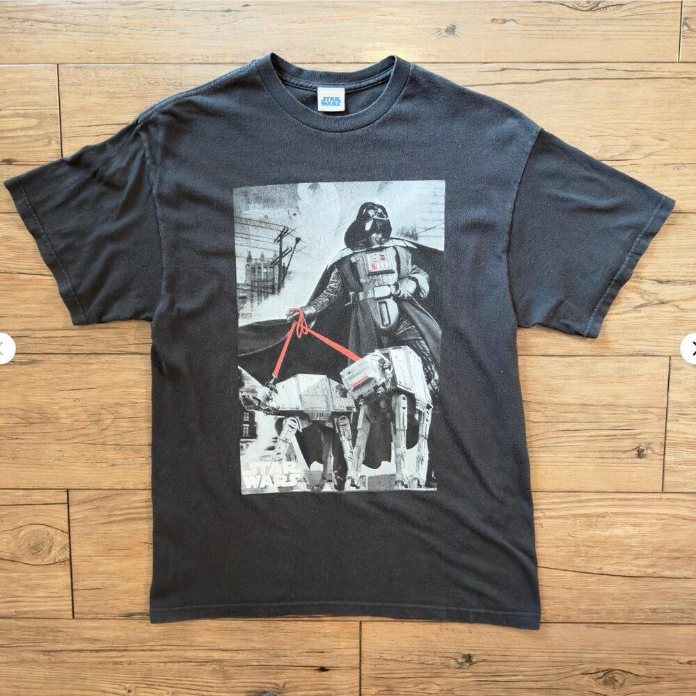 Star Wars Darth Vader AT-AT Graphic T Shirt Black Medium‎ Y2K